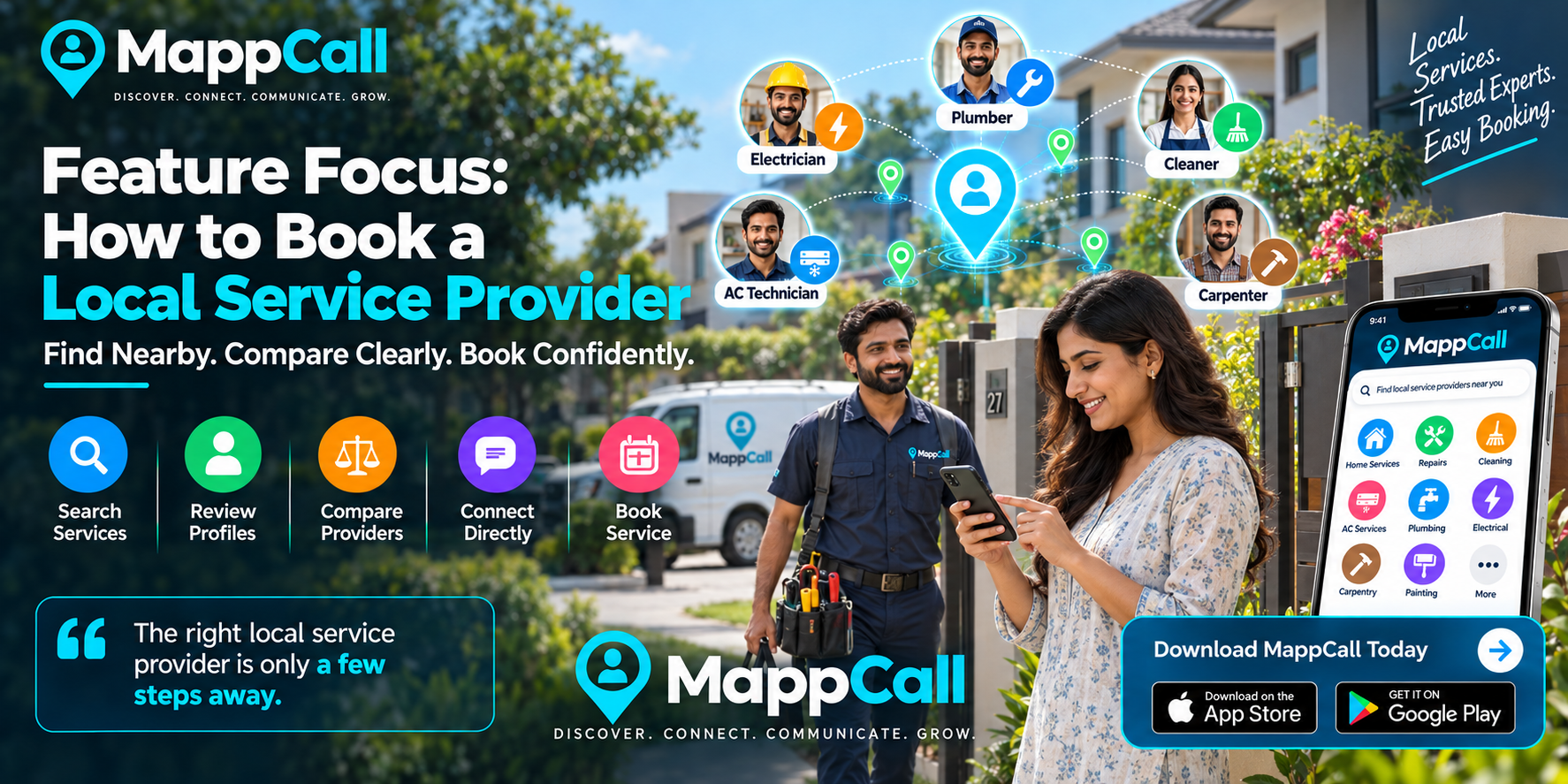 How to Book a Local Service Provider with Mappcall